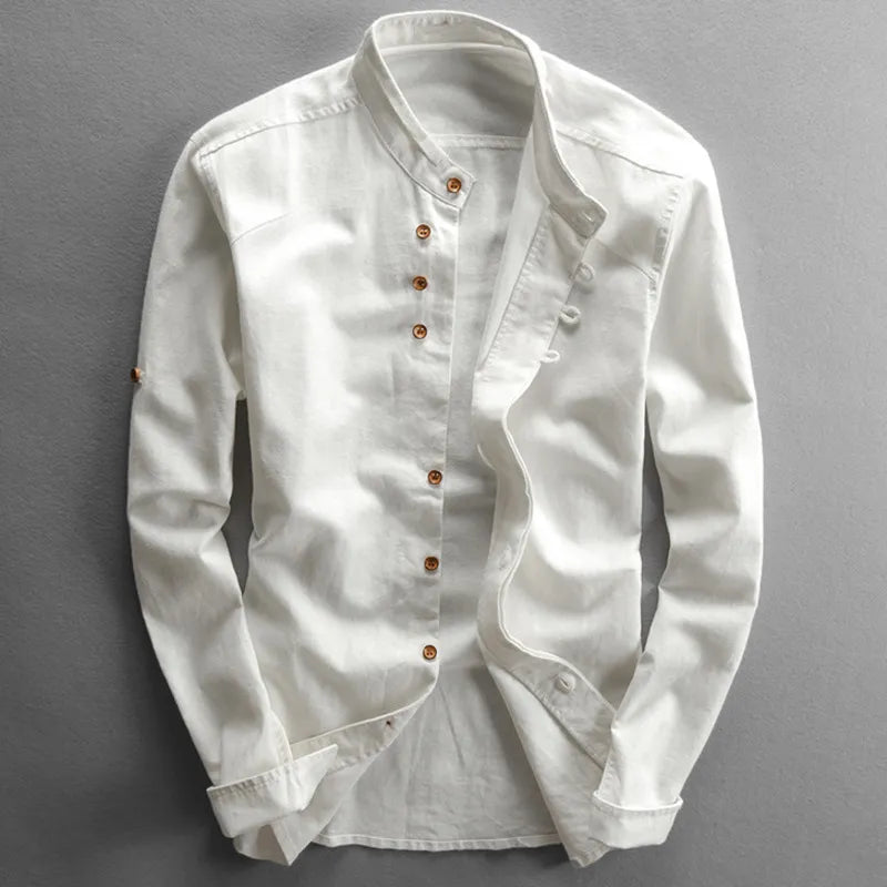 Lorenzo | Sleek Stand-Collar Slim Shirt | Men’s Fashion