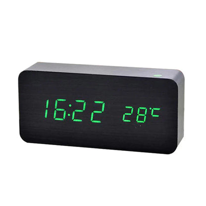 TimeWood | Digital Wooden Clock with LED Display, Silent Function & Modern Design