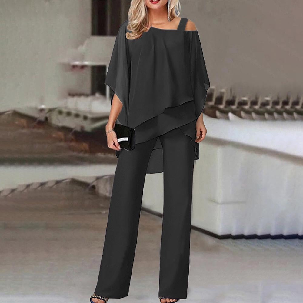 Variant image for Couture-Moda - Elegant Women's Cold Shoulder 2-Piece Set for Effortless Style-1