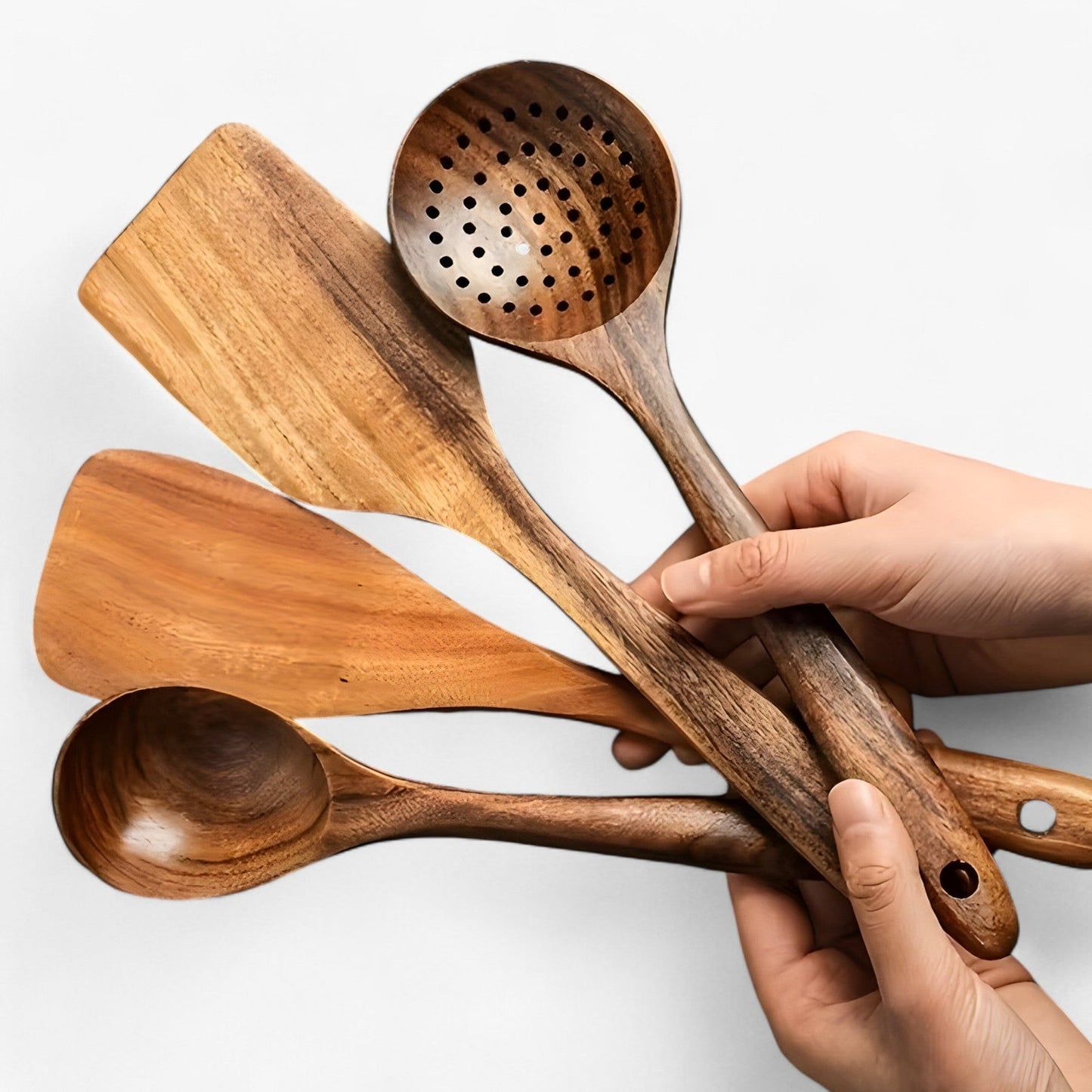 EcoWood | 11-Piece Wooden Utensil Set – Safe for Non-Stick