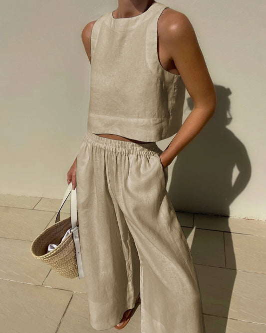 Elegant Linen Two-Piece Set - Lightweight, Breathable & Sustainable Women's Outfit-1