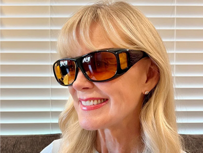 GlareCut | Night driving goggles with orange tint against headlights