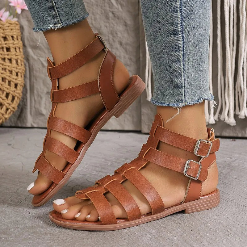 Ava | Elegant Women's Sandals Brown White