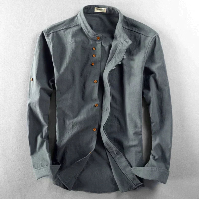 Lorenzo | Sleek Stand-Collar Slim Shirt | Men’s Fashion