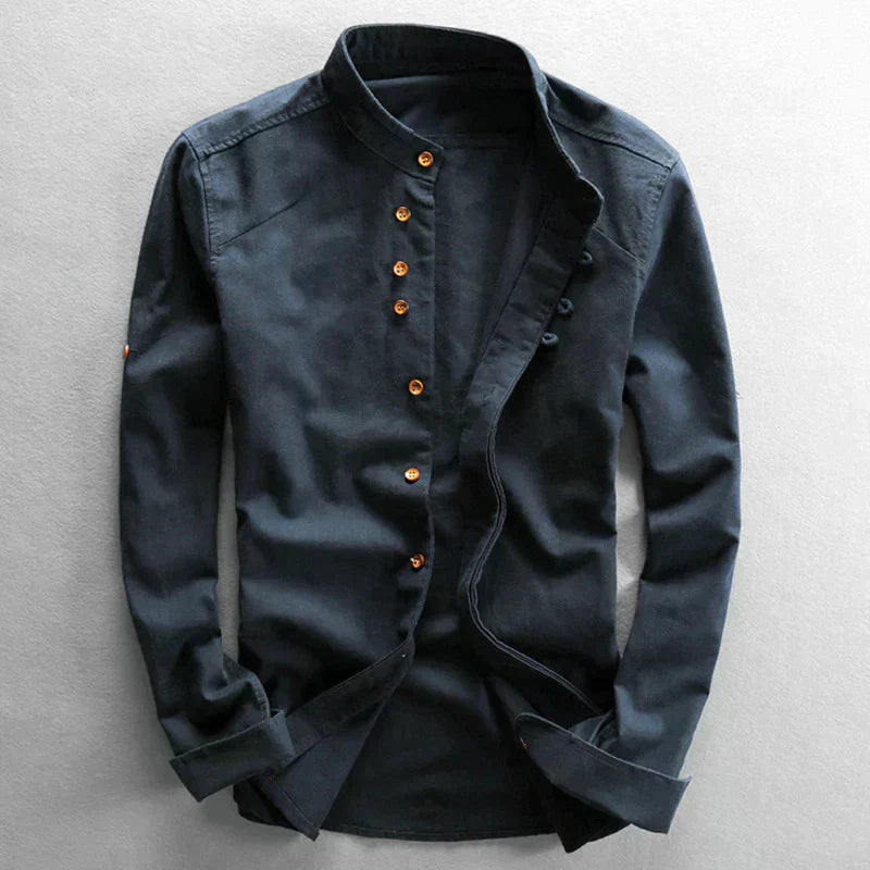 Lorenzo | Sleek Stand-Collar Slim Shirt | Men’s Fashion