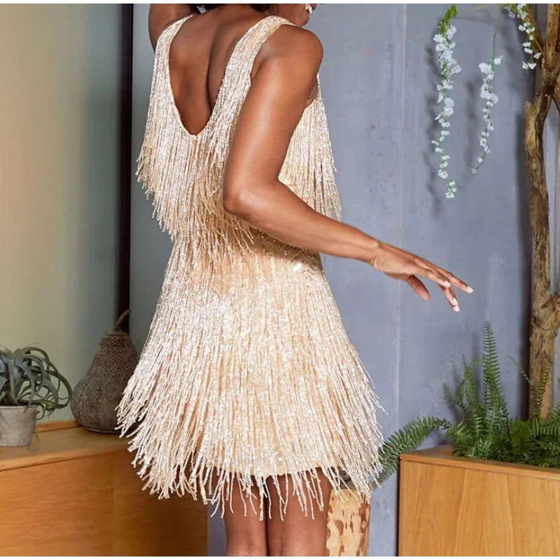 Variant image for Glamorous Sequin Feather Mini Dress for Women - Stylish Cocktail Dresses-31
