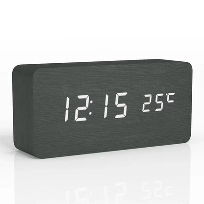 TimeWood | Digital Wooden Clock with LED Display, Silent Function & Modern Design