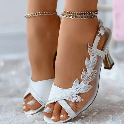 Bellezza | Elegant Slingback Sandals with Intricate Leaf Detail-5