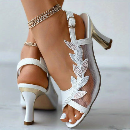 Bellezza | Elegant Slingback Sandals with Intricate Leaf Detail-2