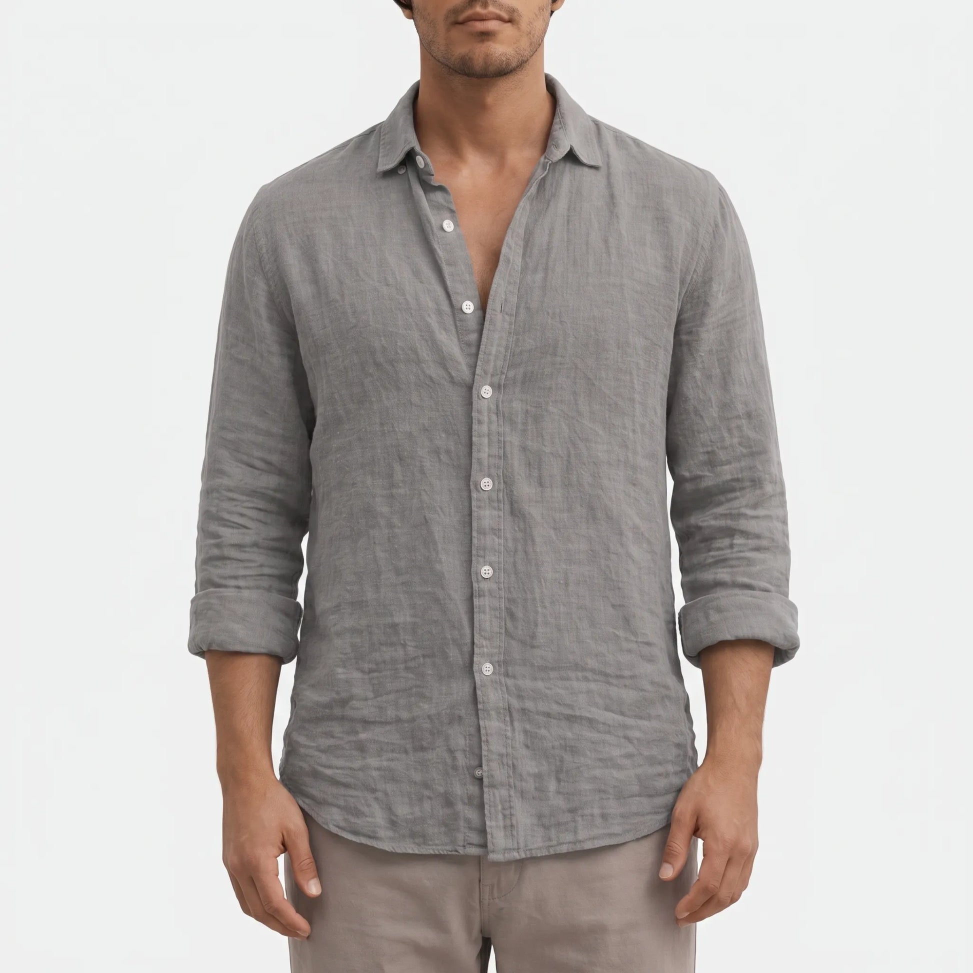 Solvire - Relaxed Fit Long Sleeve Casual Shirt