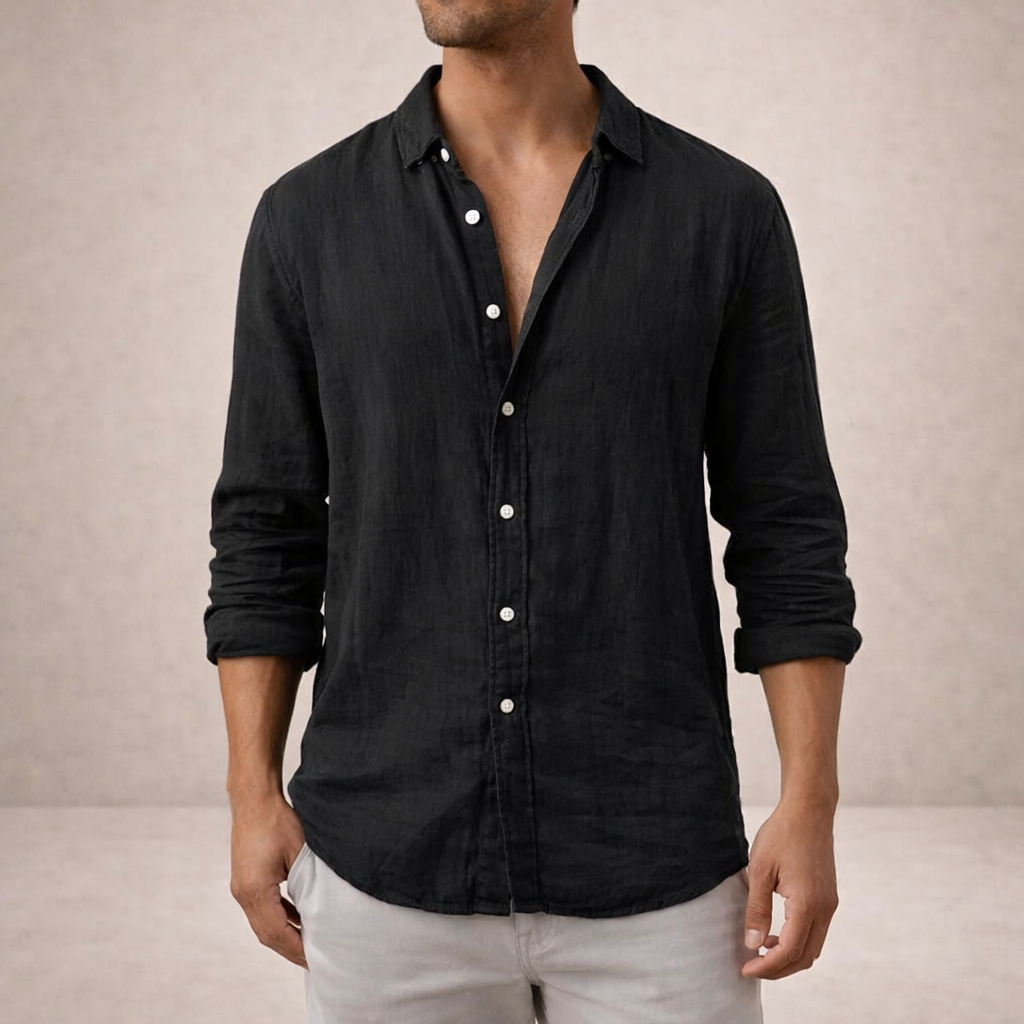 Solvire - Relaxed Fit Long Sleeve Casual Shirt