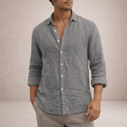 Solvire - Relaxed Fit Long Sleeve Casual Shirt