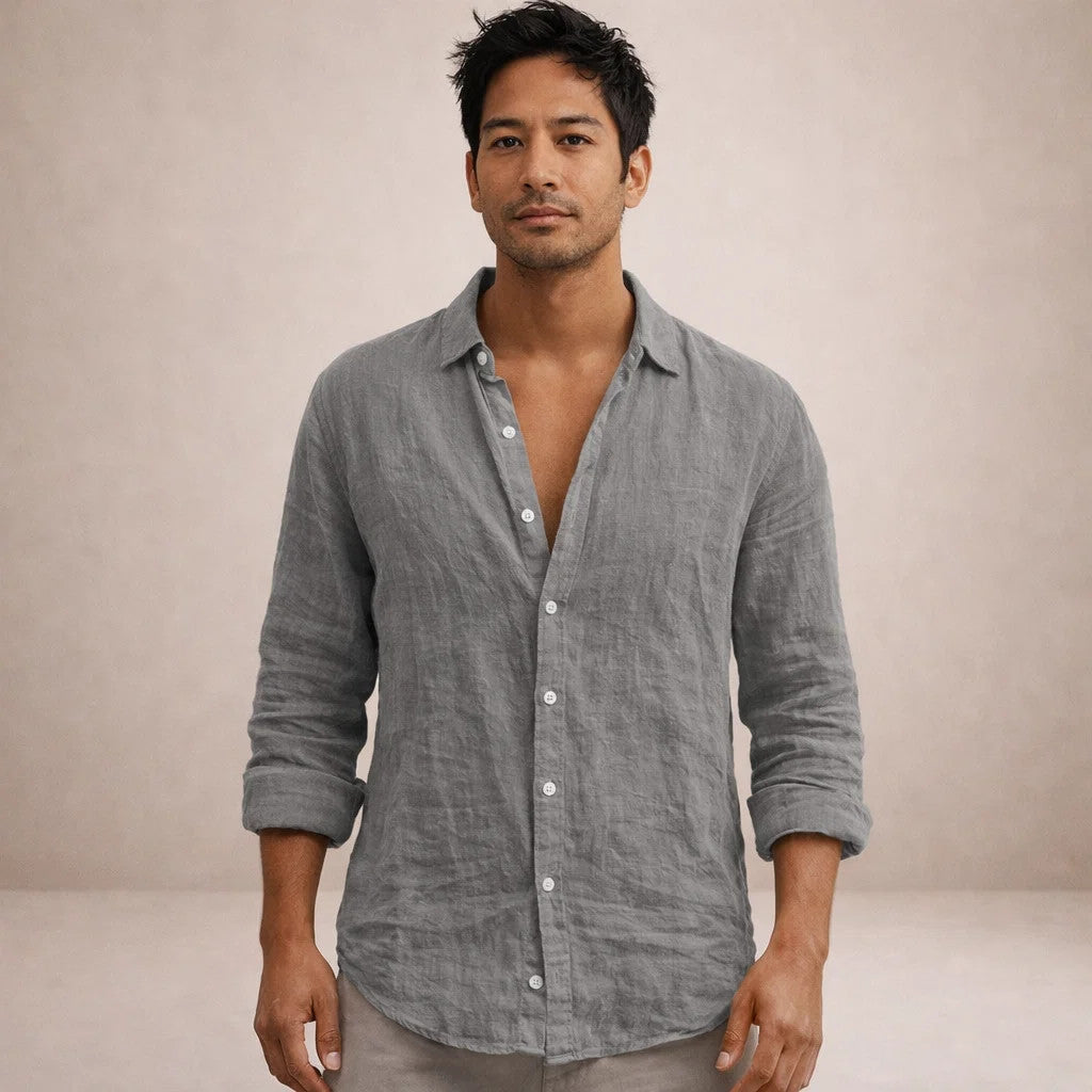 Solvire - Relaxed Fit Long Sleeve Casual Shirt