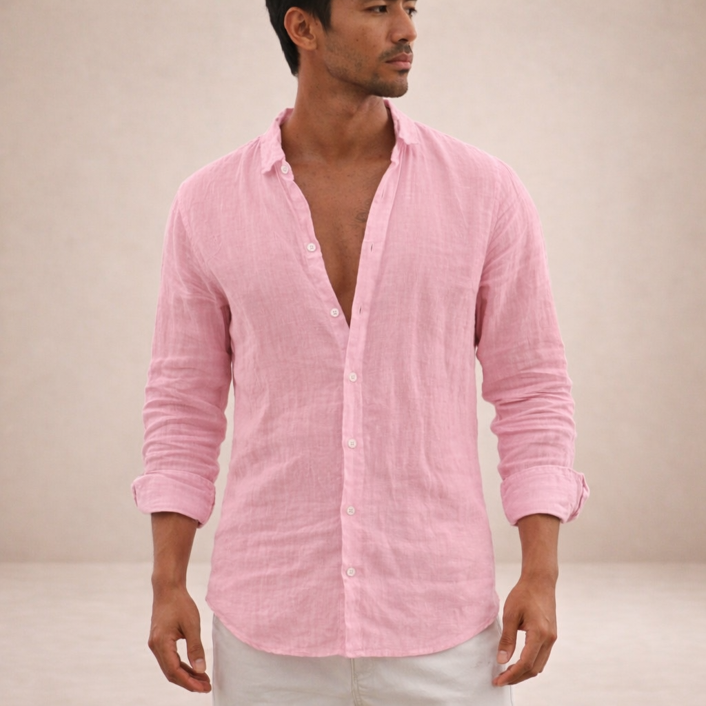 Solvire - Relaxed Fit Long Sleeve Casual Shirt