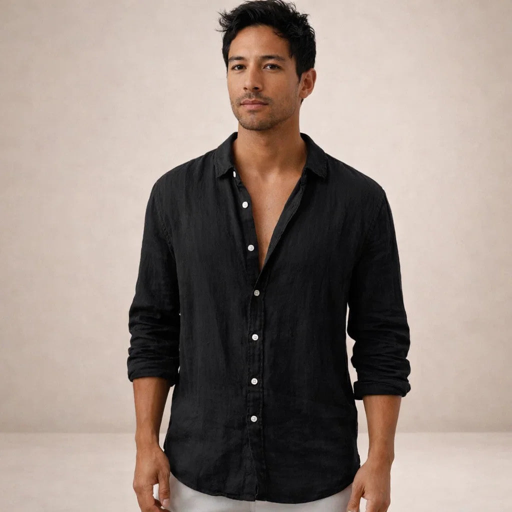 Solvire - Relaxed Fit Long Sleeve Casual Shirt