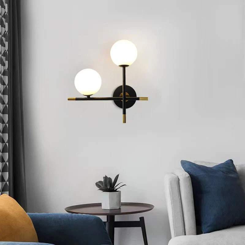 SteelSphere | Double Glass Ball Wall Light1