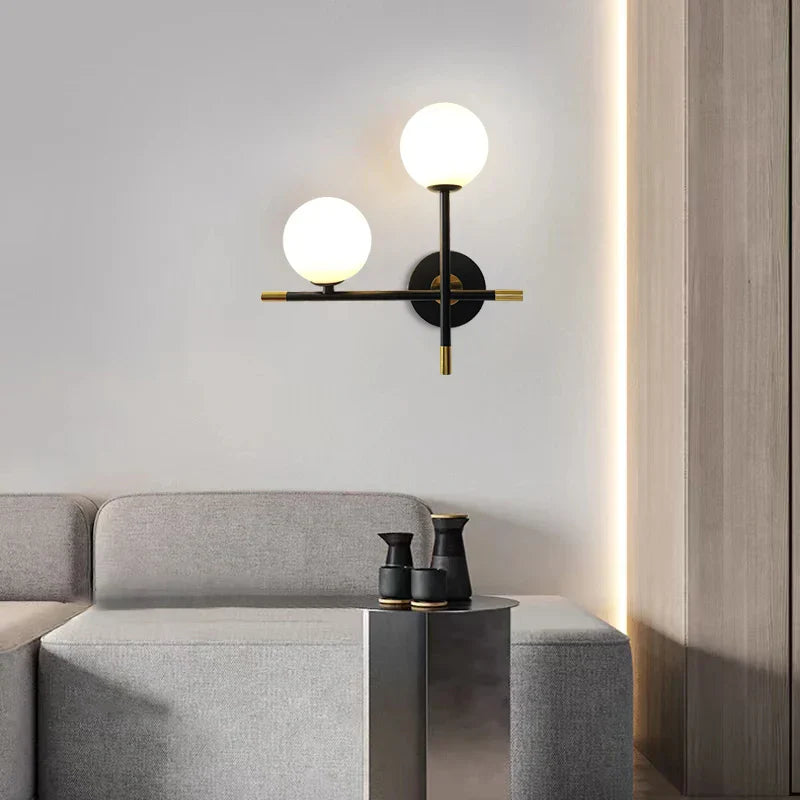 SteelSphere | Double Glass Ball Wall Light2