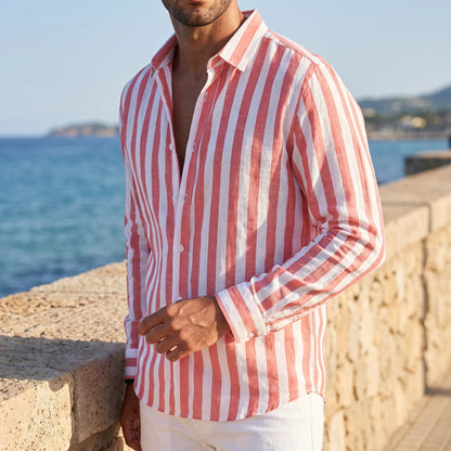 Stephan - Men's Striped Long Sleeve Summer Shirt