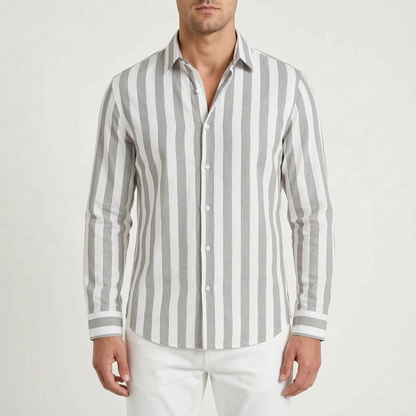 Stephan - Men's Striped Long Sleeve Summer Shirt