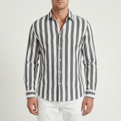 Stephan - Men's Striped Long Sleeve Summer Shirt