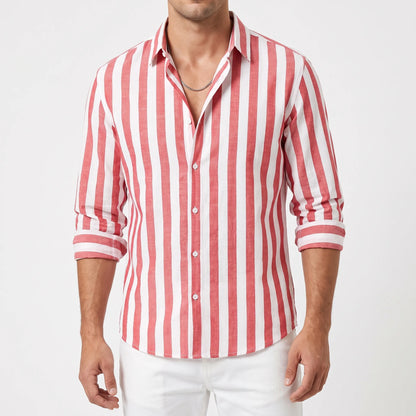 Stephan - Men's Striped Long Sleeve Summer Shirt