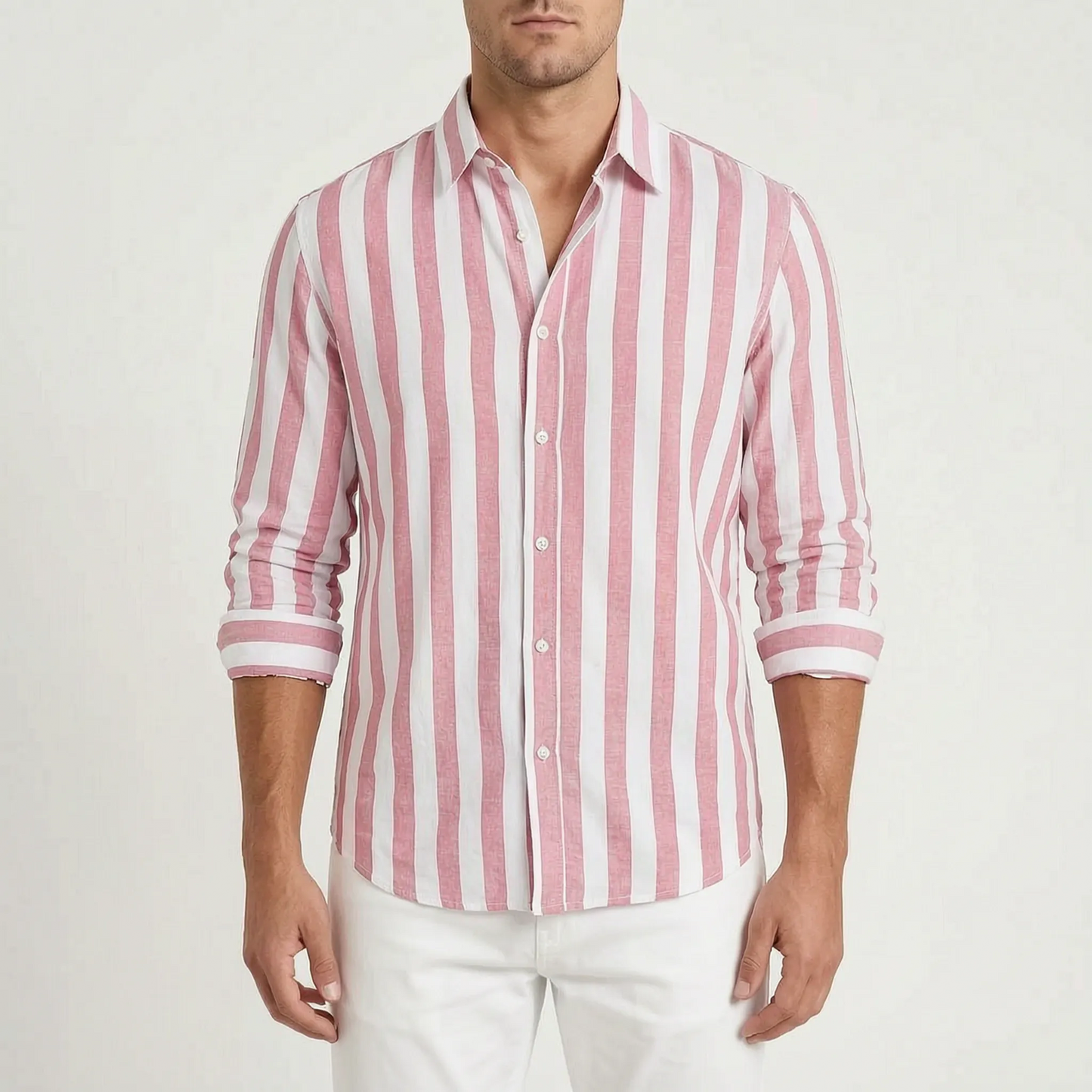 Stephan - Men's Striped Long Sleeve Summer Shirt