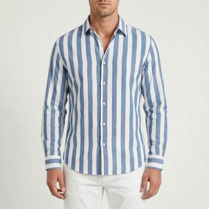 Stephan - Men's Striped Long Sleeve Summer Shirt