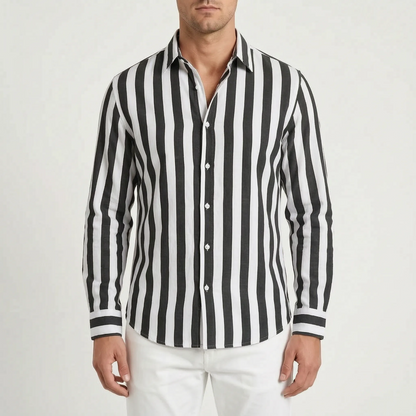 Stephan - Men's Striped Long Sleeve Summer Shirt