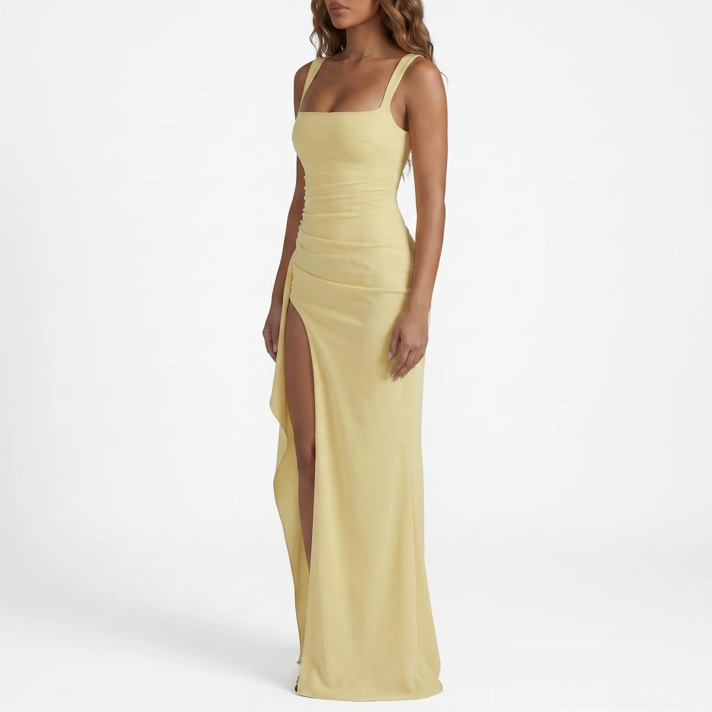Tessara - Figure-Hugging Yellow Maxi Dress