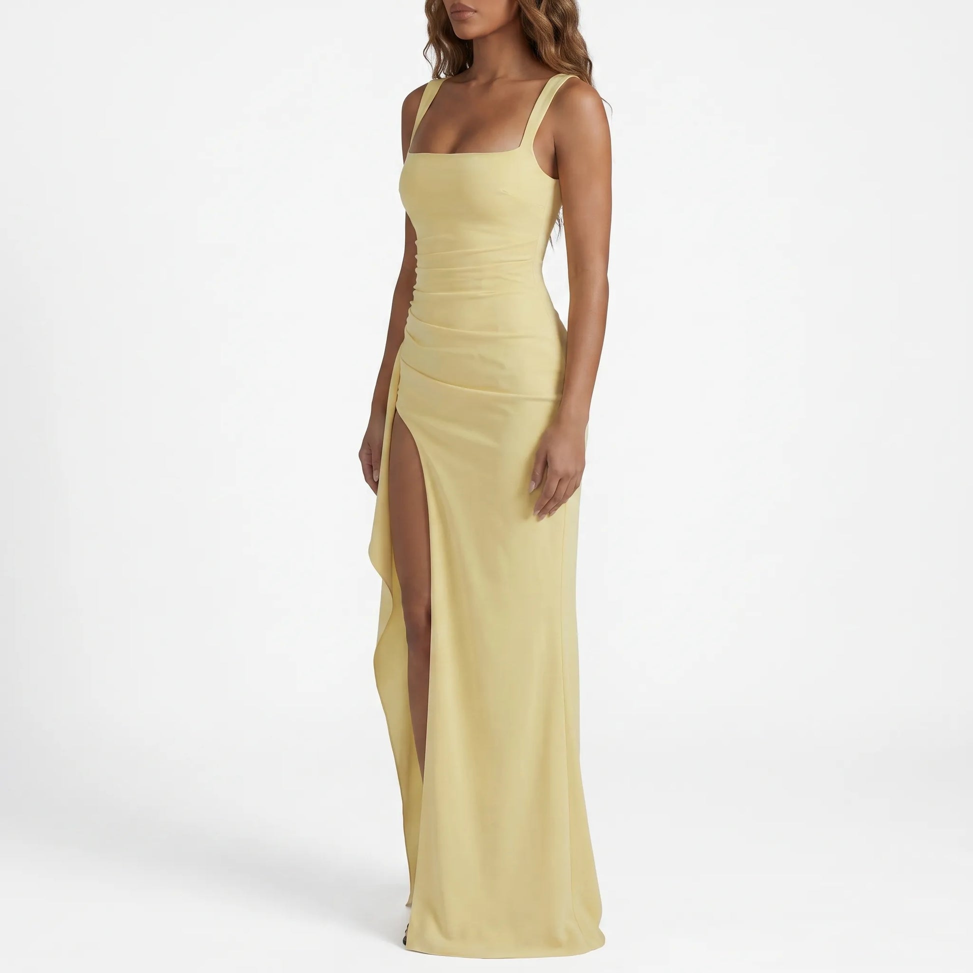 Tessara - Figure-Hugging Yellow Maxi Dress