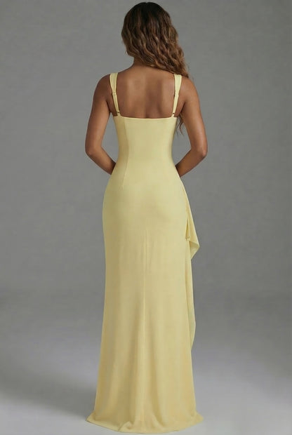 Tessara - Figure-Hugging Yellow Maxi Dress