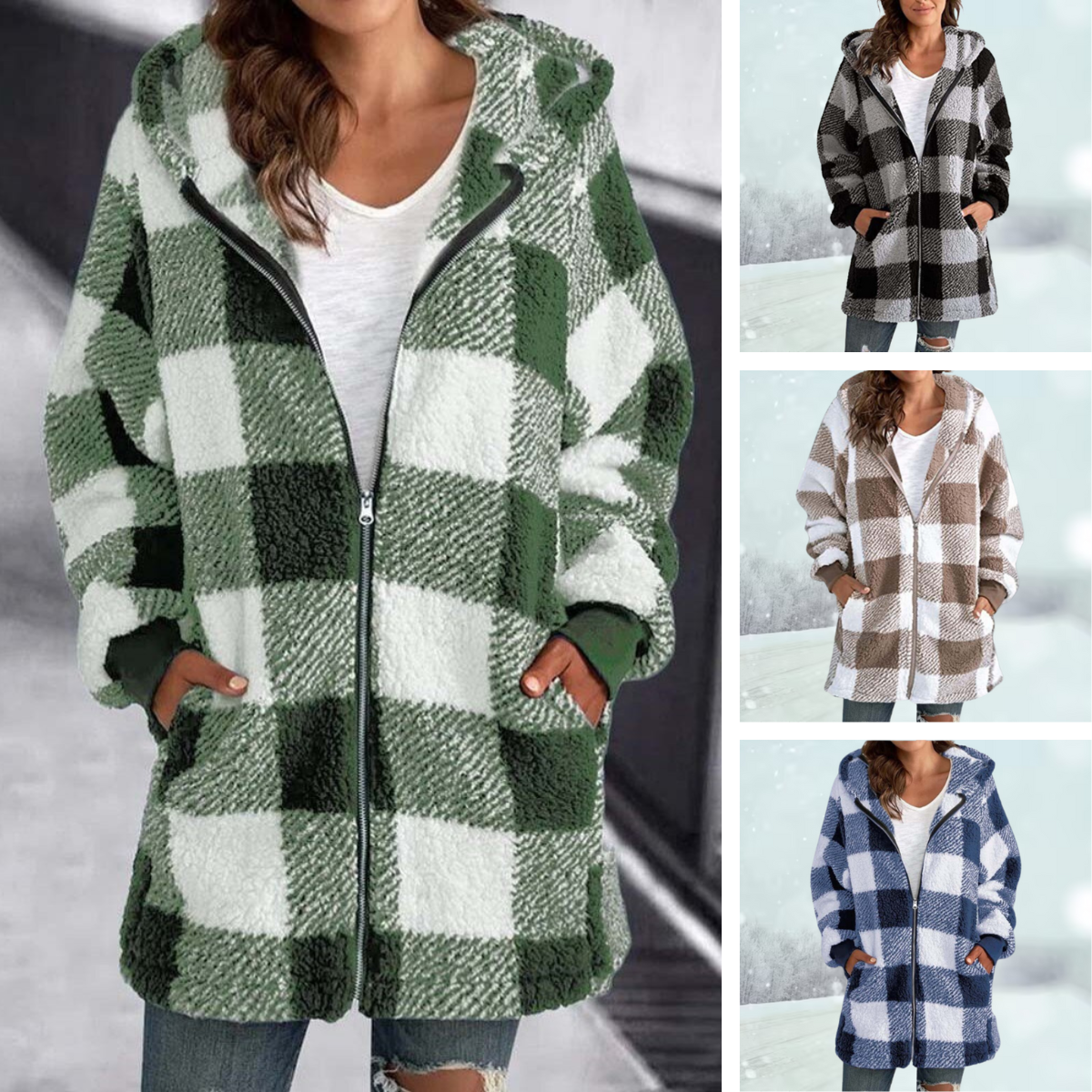Tina | Checkered Winter Jacket with Hood1