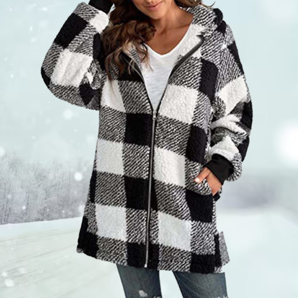Tina | Checkered Winter Jacket with Hood4
