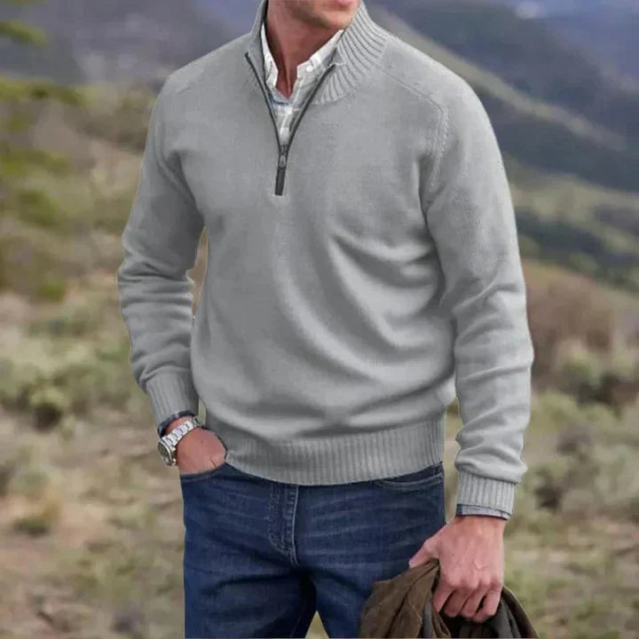 Men's Cashmere Jumper - Luxurious Quarter Zip Knitwear for Winter Style-3
