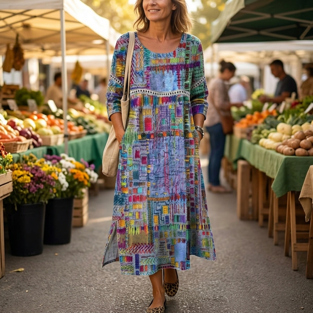 Vivari - Relaxed Printed Ladies Midi Dress