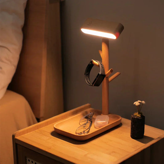WoodlandLight | Dimmable Wooden Table Lamp with Storage1