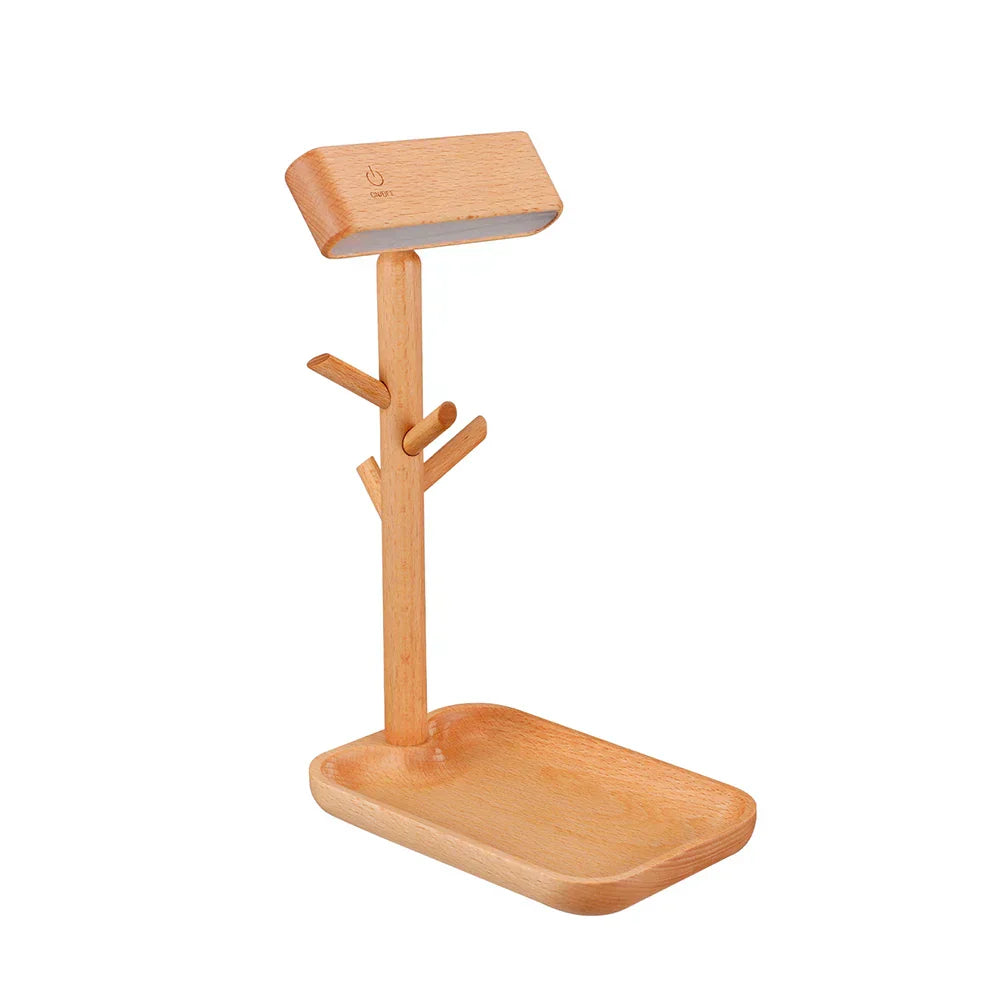 WoodlandLight | Dimmable Wooden Table Lamp with Storage2