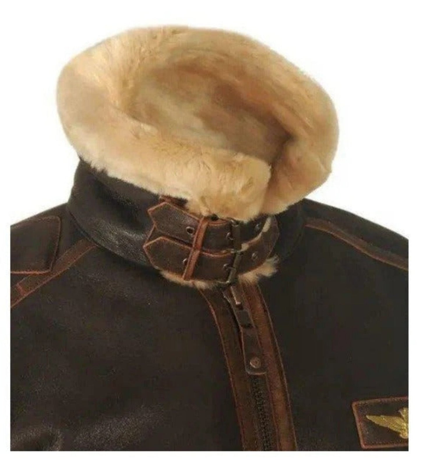 Stylish Men's Vegan Leather Pilot Jacket with Faux Fur Lining for Winter-4