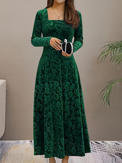Isabella | Women's Cocktail Dress – Elegant Floral Velvet Design-2