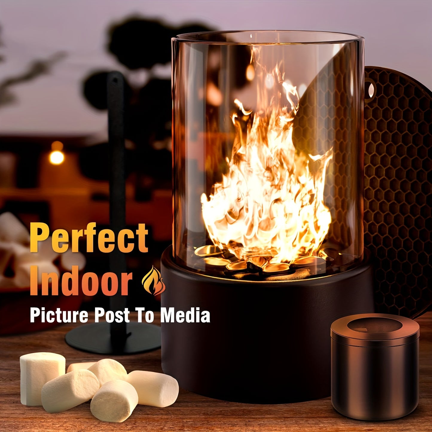 GlowRound | Round Tabletop Fireplace – Portable Ethanol Firelight