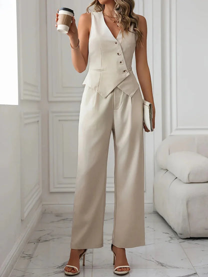 Amélie | Women's Outfit Set – Elegant Vest and Flare Leg Pants-5