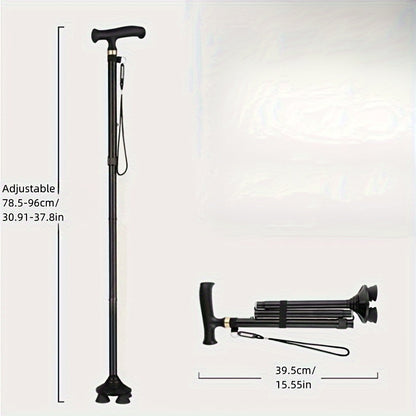 GlideGrip | 4-Leg Walking Stick – Foldable, Stable & Safe for Daily Use