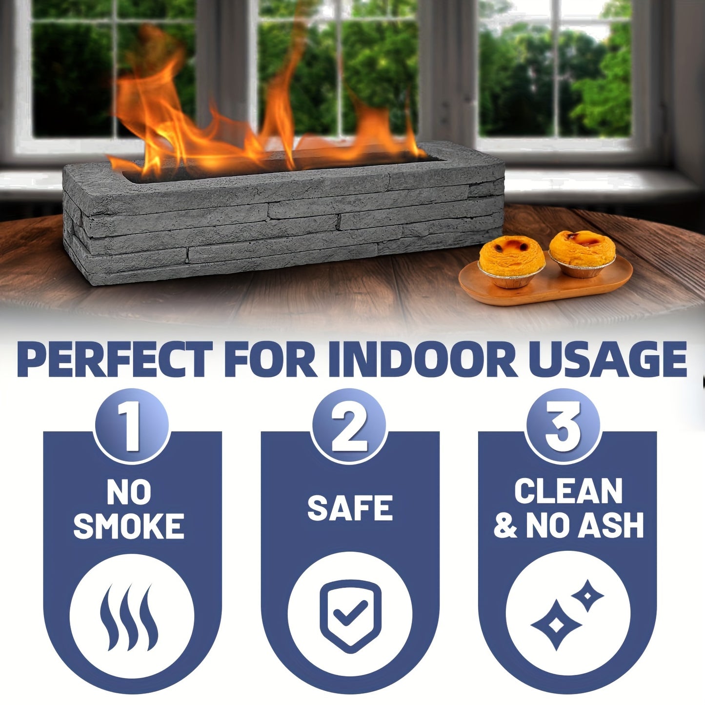 LavaGlow | Tabletop Fireplace – Concrete Ethanol Firelight