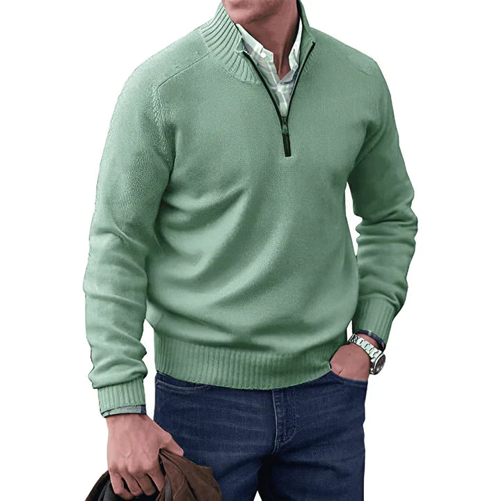 Men's Cashmere Jumper - Luxurious Quarter Zip Knitwear for Winter Style-5