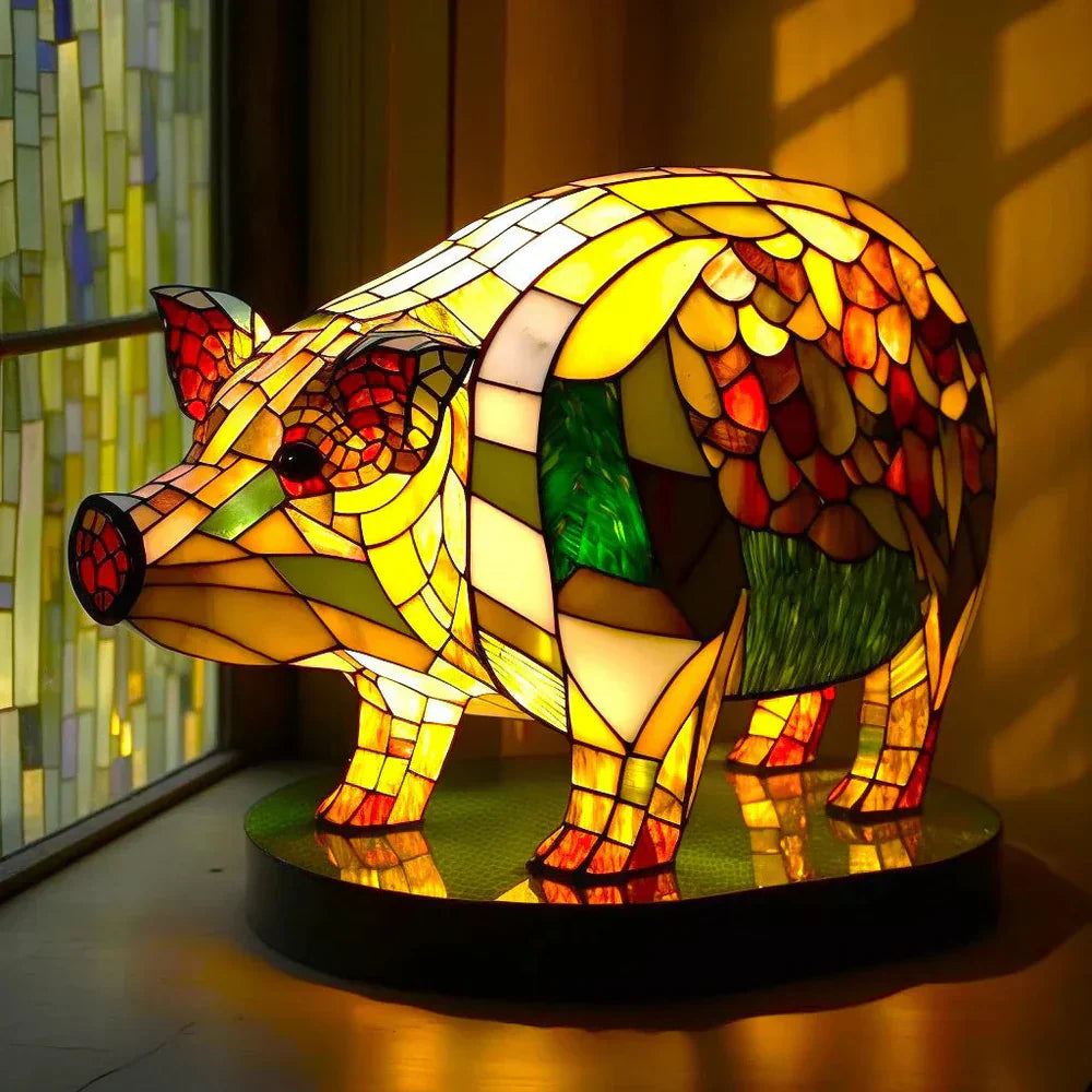 Éclat | Kunstlampe – Stilvolles Buntglas mit Tiermotiven-3
