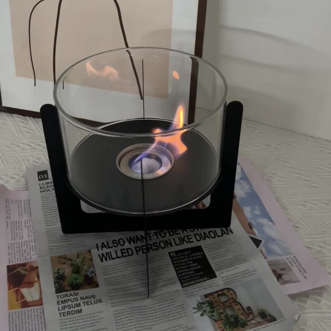 FireCross | Tabletop Fireplace – Vintage Cross Base Ambience