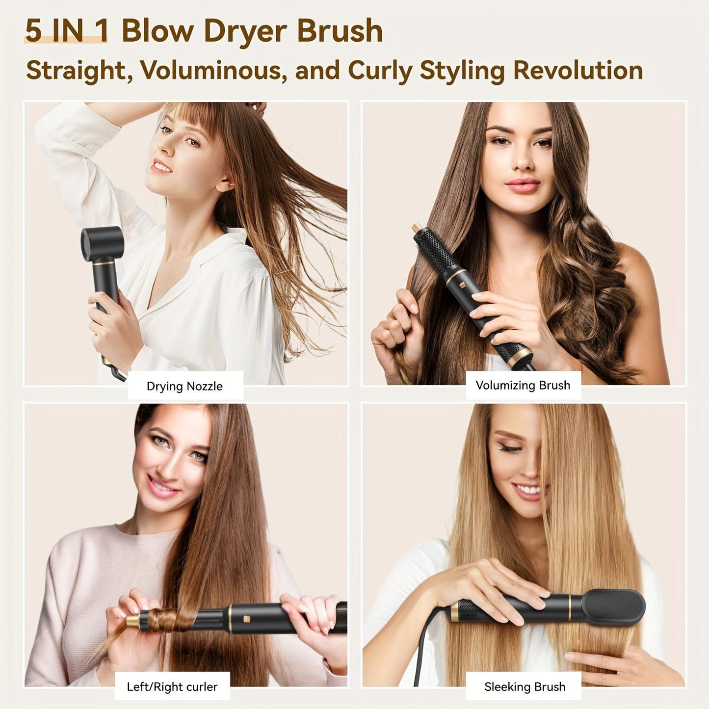 GlamFlow | 5-in-1 Hair Styler – Ionic Curling, Straightening & Volume Tool