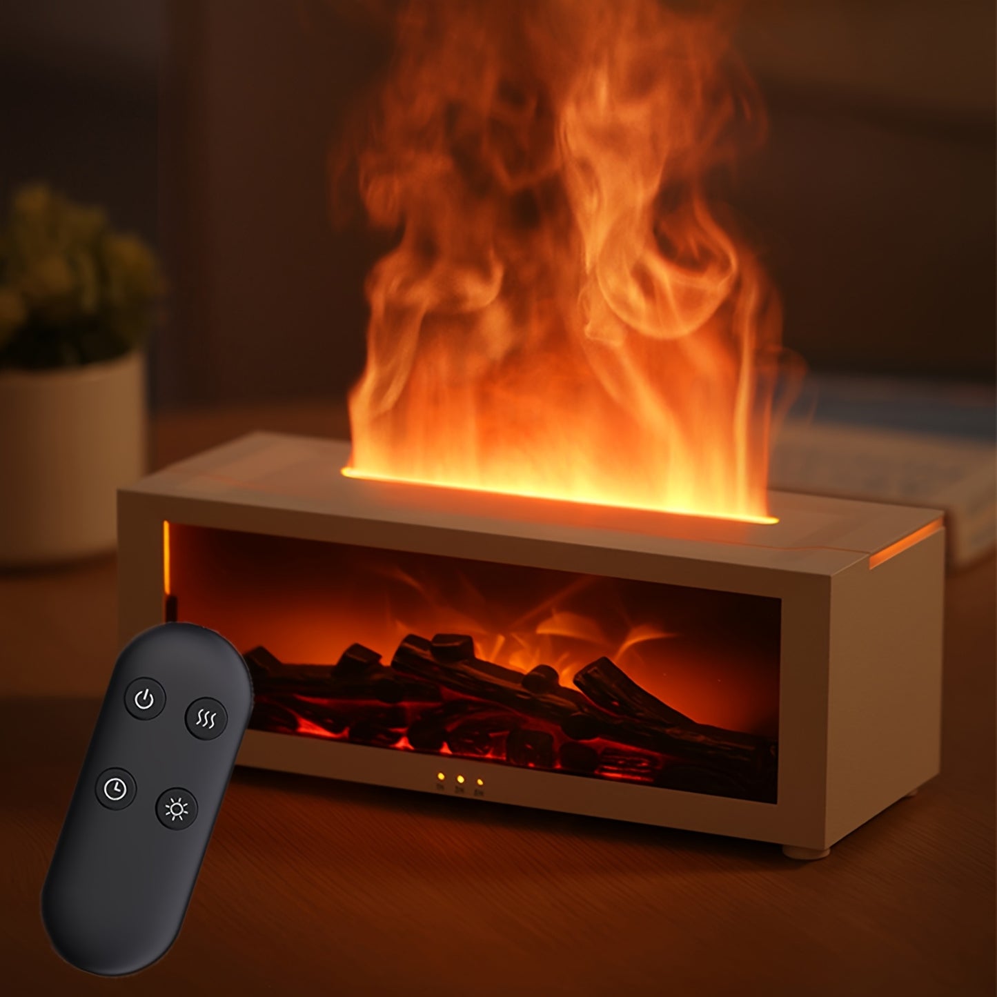 GlowHaven | USB Fireplace Humidifier – 7-Color Flame & Mist