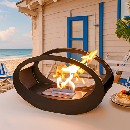 FireLoom | Vintage Tabletop Fireplace – Lacquered Finish & Real Flamese