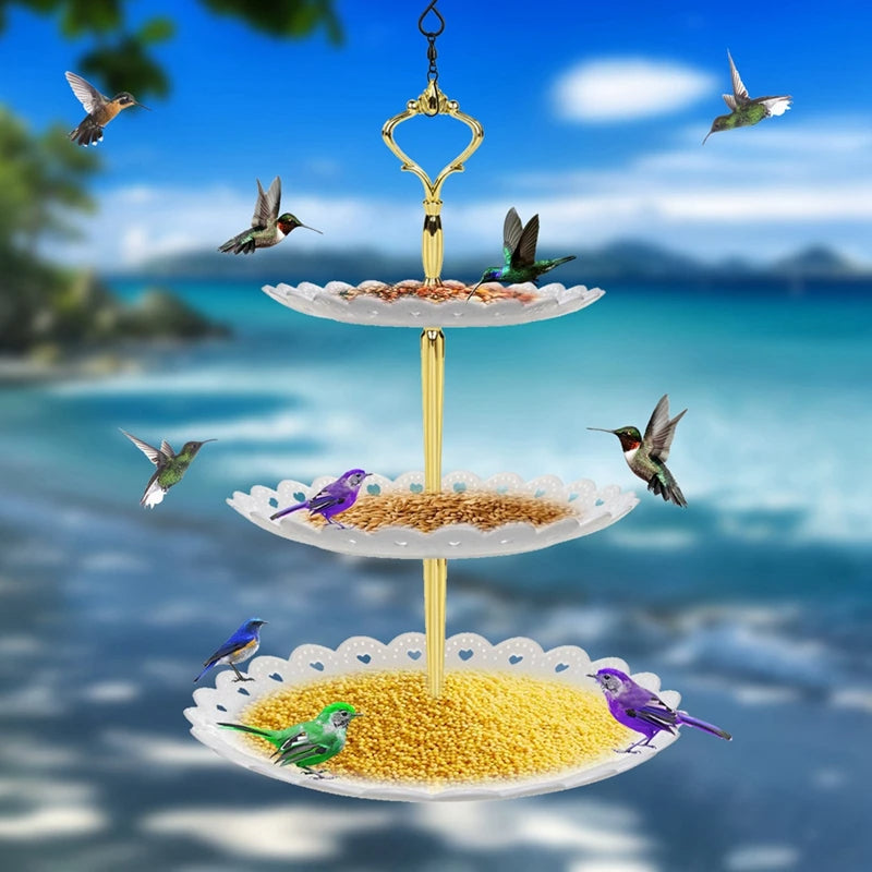 SkyBath | 3-Tier Hanging Birdhouse and Bird Bath Combination